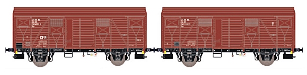 Amintiri EX20951 - H0 - 2-tlg. Set Gedeckter Güterwagen Ggs, CFR, Ep. IV